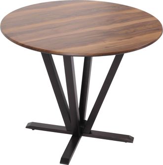 Hhg Hhg - Nunca Usado] Mesa Bistro 655, Mesa De Comedor, Madera Maciza Hpl Laminado Melamina &Oslash;92cm, Aspecto Madera Sheesham, Marco Oscuro
