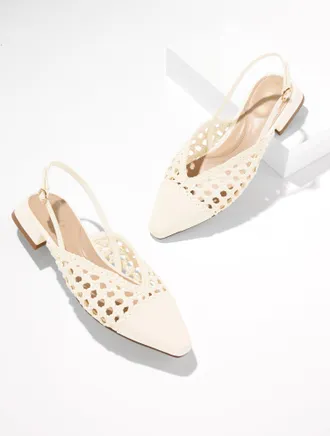 Talbots Stacey Woven Slingback Flats - Ivory - 10 1/2 M Talbots