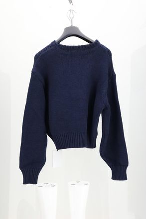 Celine Womens Crewneck Sweater Navy-White Cotton Navy/white