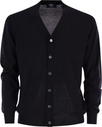 Fedeli Cardigan con bottoni e scollo a V - Blu