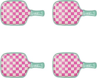 10 Strawberry Street Set Of 4 Pickleball Paddle Appetizer Plates