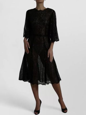 Dolce & Gabbana floral lace sheer a-line midi dress