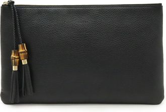 Gucci Black Bamboo Leather Clutch Bag (Pre-Owned)
