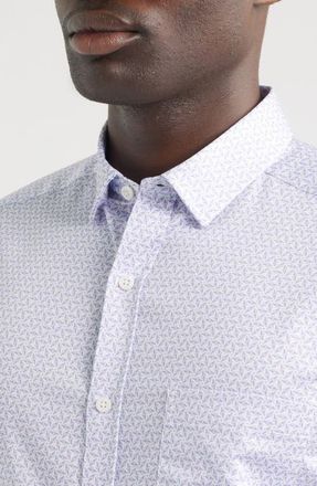 Johnston & Murphy Logan Print Button-Up Shirt in Purple Pinwheel at Nordstrom, Size Xxx-Large
