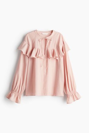 H&M Volantbluse - Puderrosa