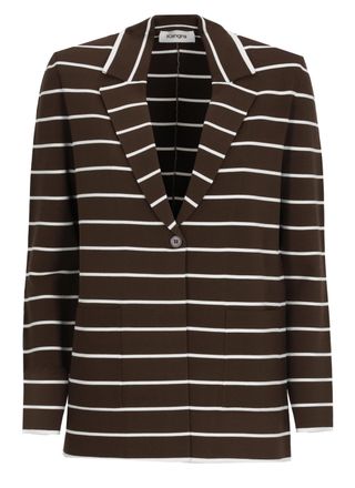 KANGRA Brown Viscose Striped Pinstripe Blazer