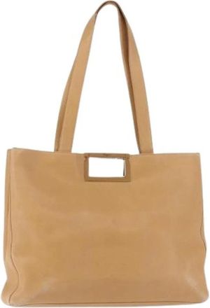 Ferragamo Pre-owned Leren Tote Bag - unisex - Vintage Shopper - Beige - ONE Size - Leer - Vintage