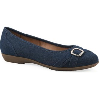 White Mountain Calming Buckle Strap Flat in Dark Denim/Fabric at Nordstrom Rack, Size 9.5