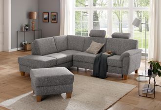 HOME AFFAIRE Ecksofa »Alta L-Form« mit Federkern und Kontrastnaht, Füsse Buche eichefarben