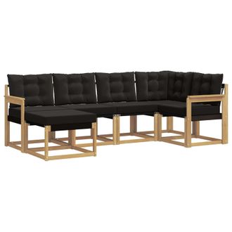 vidaXL Conjunto De Sof&aacute;s De Exterior Con Coj&iacute;n 6 Pcs Blanco Y Negro Vidaxl