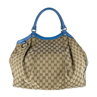 Gucci Pre-owned Handbags, female, Brown, Size: ONE SIZE Pre-owned Vintage GG Canvas & Leather Handbag