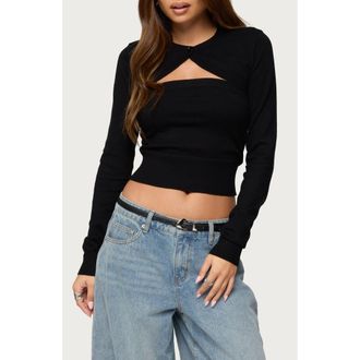 Edikted Strapless Knit Top & Shrug Set in Black at Nordstrom, Size X-Small