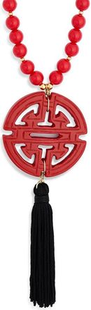 Kenneth Jay Lane Tassel Bead Pendant Necklace in Red at Nordstrom Rack