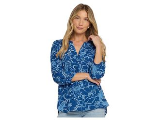 NYDJ Pintuck Blouse Womens Clothing Poppy Bloom : LG (US 12-14), Polyester