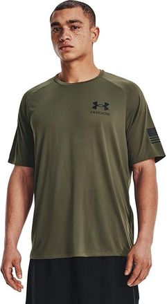 Under Armour Freedom Tech Short Sleeve T-Shirts Mens T Shirt Marine OD Green/Black : 3XL, Polyester