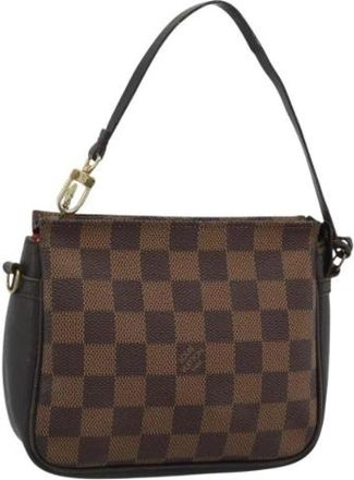 Louis Vuitton Pre-owned Damier Ebene Pouch - Dames - Vintage Schoudertas - Bruin - ONE Size - Leer - Vintage