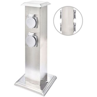 vidaXL Vidaxl - Columna Con Enchufes Para El Jard&iacute;n Acero Inoxidable Negro
