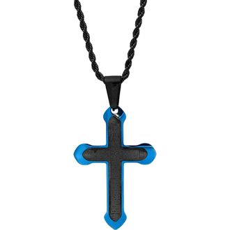 HMY Jewelry Mens Cross Pendant Necklace in Black at Nordstrom Rack