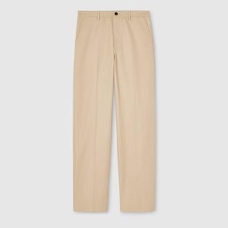 Gucci Cotton Twill Pants With Embroidery, Size 42, Beige, Ready-to-wear