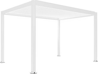 Oviala P&eacute;rgola bioclim&aacute;tica autoportante motorizada de aluminio 3x4 m blanco