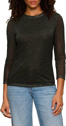 Sanctuary Print Mesh Top in Green at Nordstrom, Size X-Small