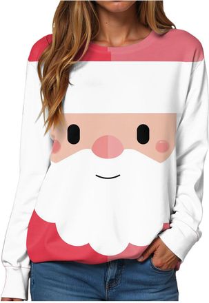 Generic Womens Christmas Jumpers Xmas Tree Print Ladies Tops Funny Christmas Jumpers for Women Uk Classic Long Sleeve Crew Neck Sweatshirt Xmas Pullover Ladie