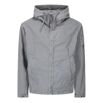 C.P. Company Light Jackets, male, Gray, Size: M Micro-Reps Hooded Lens Jacket