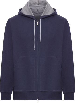 Brunello Cucinelli DOUBLE COTTON, CASHMERE AND SILK SWEATSHIRT TOPWEAR WITH ZIP AND HOOD - Brunello Cucinelli - Man