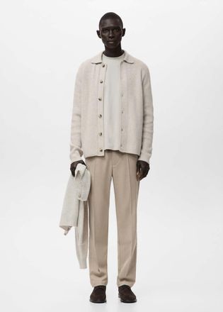 Mango Cardigan maglia a coste grigio chiaro/pastello - Uomo - XXL - MANGO MAN