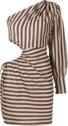 Amir Slama one-shoulder striped dress - women - Viscose - M - Multicolour