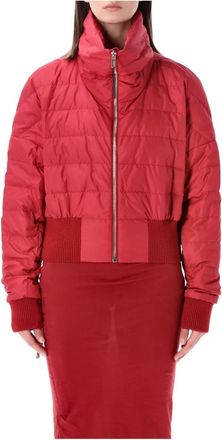 Moncler Gewatteerde Cropped Jas met Trechterhals - Dames - Gewatteerde jassen - Rood - S - Wol - Jassen