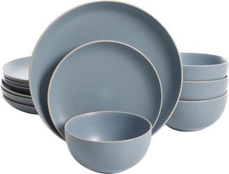 Gibson Home Rockaway 12-Piece Stoneware Dinnerware Set in Matte Blue at Nordstrom