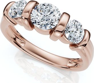 Pompeii3 1ct 3-Stone Bar Set Engagement Ring 10K Lab Grown
