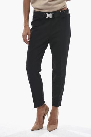 Prada Pantaloni in Tinta Unita con Zip alla Caviglia e Cintura Industrial Prada