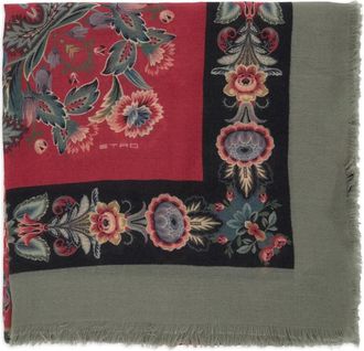 Etro Sciarpa con frange a fiori - Verde