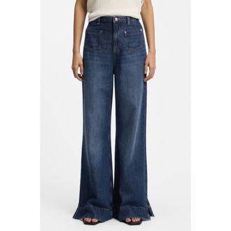 Boss Orange by Hugo Boss Marlene High Waist Wide Leg Flare Jeans in Dark Blue at Nordstrom, Size 2430