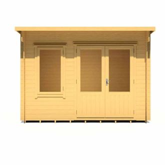 Shires Edgefield 11 x 8 Feet Log Cabin in 19 mm Logs - L329 x W239 x H239 cm in Light Brown