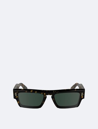 Calvin Klein Mens Acetate Modified Rectangle Sunglasses - Brown