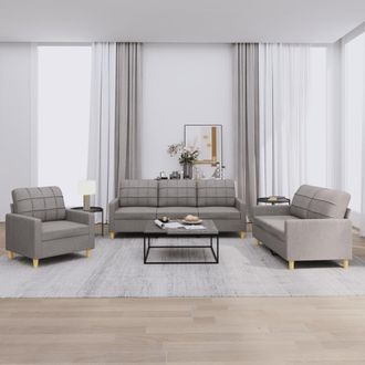 vidaXL Vidaxl - Juego De Sof&aacute;s Con Cojines 3 Piezas Tela Gris Taupe
