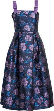 Sugarlips Willa Floral Dina Pleated Midi Dress in Navy-Multi at Nordstrom, Size X-Large