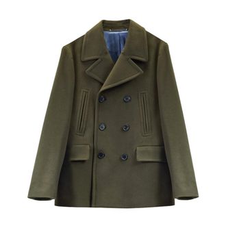 Paul Smith Double-Breasted Coats, male, Green, Size: S Double-Breasted Wool and Cashmere Coat