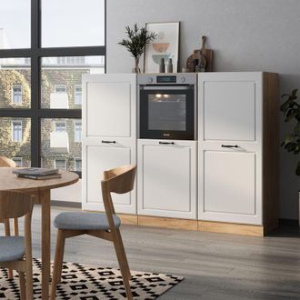 Vicco Bloque De Cocina R-line, Casa De Campo Blanca/roble Dorado, 180 Cm Sin Encimera