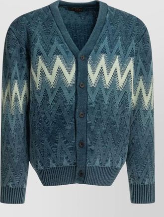 Beams Plus indigo yarn cotton cardigan