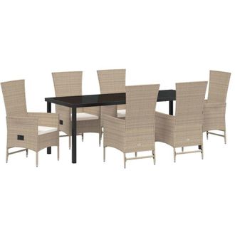 vidaXL Conjunto De Comedor De Jard&iacute;n 7 Pcs Beige Rat&aacute;n Sint&eacute;tico Vidaxl