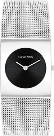 Calvin Klein Womens Geometric Dial Mesh Bracelet Watch - Black - OS