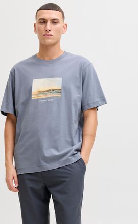 Jack & Jones T-Shirt JACK & JONES JORNORREBRO PHOTO TEE SS CREW NECK, Herren, Gr. XL, tradewinds, Jersey, Obermaterial: 100% Baumwolle, bedruckt, relaxed fit norma