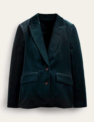 Boden The Marylebone Velvet Blazer Trekking Green Women Boden