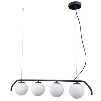 Netlighting Modern Hanging Pendant Satin Black 4 Light with White Shade G9