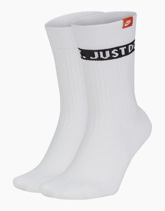 Nike Womens Nike Just Do It Everyday Crew Socks 2 Pack - White - Size: UK 8-11