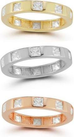 Chloe and Madison Set of 3 Cubic Zirconia Rings in Gold at Nordstrom Rack, Size 6